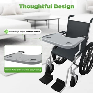 Wheelchair Tray Dining Table with 2 Cup Holder Disabled Eating Reading Writing - Picture 1 of 18