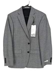 Bar III Suit Jacket Mens Size 38S Black White Plaid Slim Fit Wool Blend NWT $425 - Picture 1 of 8