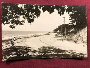 Vintage RPPC Photo Postcard Scenic drive Along Lake Michigan, Whitehall  - Picture 1 of 3