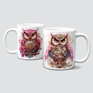 oh-cuptastic-Tasse-Pinksteampunk-Eule-Zahnrad-Mechanik-Pink-LT-1020 - Bild 1 von 1