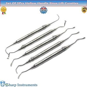 Set of 5 Sinus Lift Implant Instruments Dentist Antralplasty Procedure Curettes - Picture 1 of 8