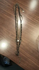 BETSEY JOHNSON GOLDTONE and BLACK LAYERED NECKLACE - Picture 1 of 3