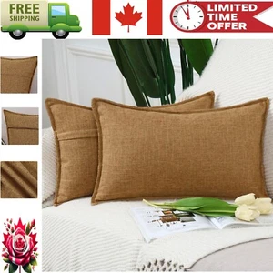12x20 Inch Flanged Polyester Pillow Covers - Set of 2 Ginger Decorative Cushions - Picture 1 of 8