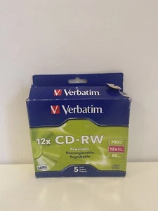 4 x Verbatim CD-RW 700MB Slim 4x-12x File/Data Storage Rewritable Blank Discs J8 - Picture 1 of 6