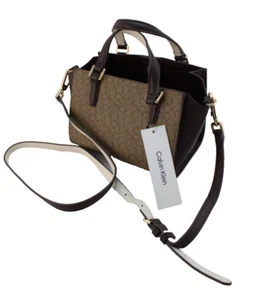 New CALVIN KLEIN Signature Repeat Logo Leather Crossbody Handbag RETAIL $178 - Picture 1 of 10