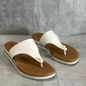 STYLE & CO Women's White Smooth Emmaa Round-Toe Thong Slide Sandals SZ 10 - Picture 1 of 8