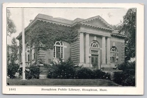 1920 Stoughton MA Old Public Library Lucius Clapp Historical Society Postcard - Imagen 1 de 2