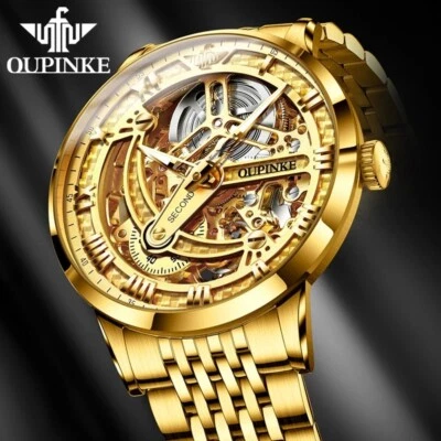 Reloj Tourbillon Oupinke Acero Tungsteno Hombre Marca Superior Lujo Informal Impermeable Foto 1 de 4