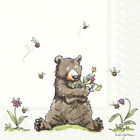 HONEY BEAR and Bees floral paper 33 cm square 3 ply napkins 20 pack