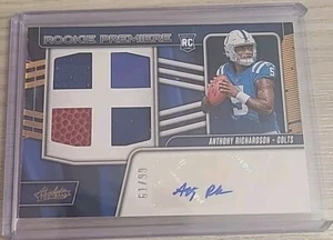 2023 ABSOLUTE ANTHONY RICHARDSON ROOKIE PREMIERE MATERIALS AUTO 61/99 Colts - Picture 1 of 3