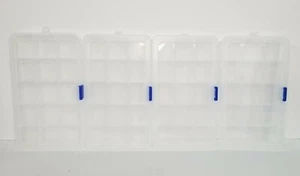 Clear Plastic Organizer Container Storage Box Adjustable Dividers 4 Boxes - Picture 1 of 12