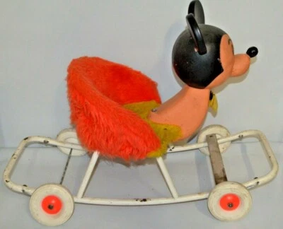 ANCIEN MICKEY CHEVAL A BASCULE BD DE JOURNAL PICSOU VINTAGE PELICHE NOUNOURS  - Photo 1/4