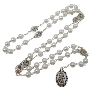 Sieben Leiden Mariens Rosenkranz Rosenkranz weiße Glasperlen katholischer Schmuck Halskette - Bild 1 von 10
