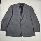 Chaps Wool Blazer Men's 48R Black Gray Pinstripe Suit Jacket Defect Hole On Back