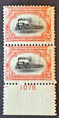 US STAMP (PAN AMERICA EXPRESS) 2c 1901 SC#295, PERF-12, 2+PL. NUMBER MLHOG!  - Image 1 of 2