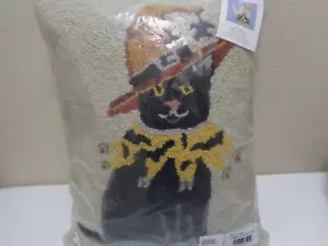 Rustic Country Vintage Halloween Cat Wool needlepoint pillow Mary Lake-Thompson - Picture 1 of 5