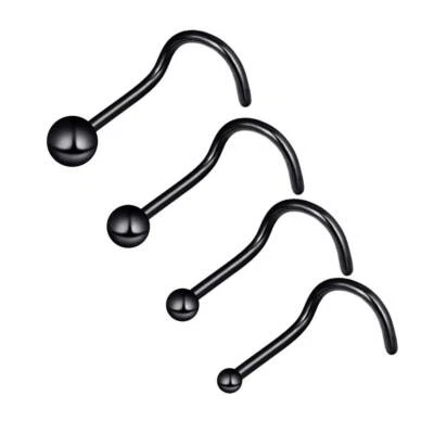 4Pcs/set Tiny Ball Nose Screw Studs Rings Surgical Steel Nostril Piercing 20G - Image 1 of 4