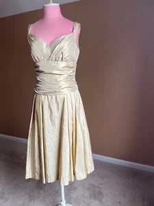 Bill Levkoff Kleid Spaghettiträger Rückenfrei 8 Gold - Bild 1 von 11