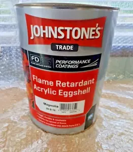 JOHNSTONE`S Flame Retardant Paint, Acrylic Eggshell Magnolia 5 Litre Tin - Picture 1 of 6