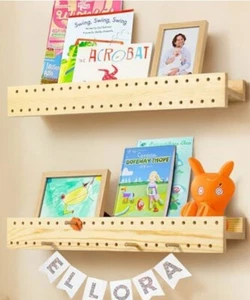 Kid's Wall Bookshelves, 2-Pack DIY Pegboard Floating Nursery Shelf for Wall... - Picture 1 of 4