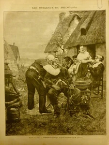 1886 BARBIER DE CAMPAGNE FEMME RASOIR LAME 1 JOURNAL ANCIEN - Imagen 1 de 1