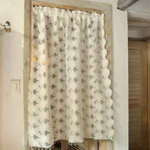 1 pz mezza tenda pompom nappa piccola finestra drappo valance fiore ricamo caffè - Foto 1 di 23