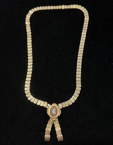 Victorian Antique Gold TN Star Motif Book Chain Hard Stone Cameo Necklace—-625 - Picture 1 of 6