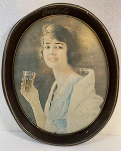 Vintage Coca Cola Oval Tin Tray “1923 Flapper Girl” Reproduction 1973 - Picture 1 of 4