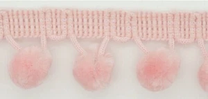 Pink Large Pom Pom Trim By the Metre, Luxury Velvet Feel, 30mm From Braid - Picture 1 of 1