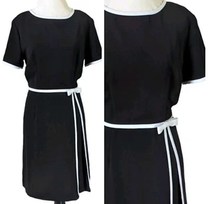Vintage Bedford Fair Kleid schwarz mit weißen Paspeln und Schleife Kurzarm 90er Vintage - Bild 1 von 5