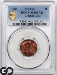 1983 Lincoln Memorial Penny, Clashed Dies, PCGS MS-66 RB ** Scarce Mint ERROR! - Picture 1 of 5