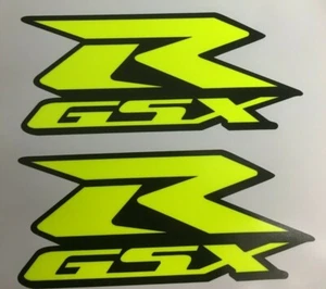 Suzuki GSXR Stickers Motorbike Motorcycle Vinyl Decals (x2) Fluorescent Yellow - Picture 1 of 2