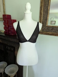 Victoria's Secret Women's Medium Bralette Bra Semi-Sheer Black Diamond Lace 110 - Picture 1 of 10
