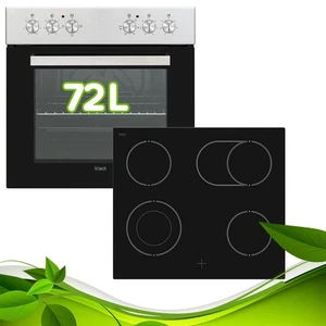 Einbau Herdset 72L Garraum Schwarz/Inox rahmenloses Kochfeld Restwärmeanzeige - Bild 1 von 7