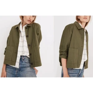 Madewell XL Drapey Pomeray Chore Jacket Army Green Cotton Military NEU nb231 - Bild 1 von 9