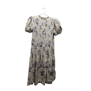 Vintage Maggy London for Jeannene Booher Seide Puffärmel Kleid Größe 8 Plissee - Bild 1 von 7