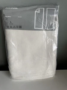 Ein schönes Paar IKEA Solgull (nicht mehr produziert) weiß reines Leinen extra lange Vorhänge - Bild 1 von 3