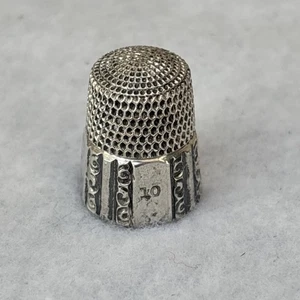 Antique Sterling Silver Simons Bros Co Fluted Octagon Thimble Size 10 - Picture 1 of 7
