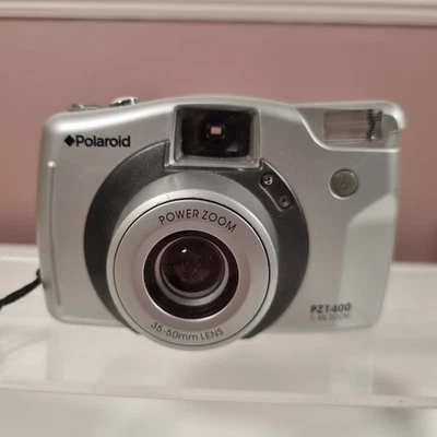 Polaroid Power Zoom PZ1400 35mm Film Point and Shoot Camera Silver Tested - Image 1 of 4