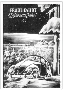Repro Print VW Käfer Oldtimer Volkswagen Käfer Werbung 4x6 Neujahr - Bild 1 von 2