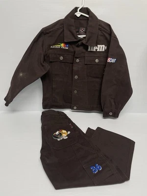 Conjunto jeans de corrida Y2K JH Kids M&M calça carpinteiro jaqueta jeans caminhoneiro marrom tamanho 6 - Imagem 1 de 4