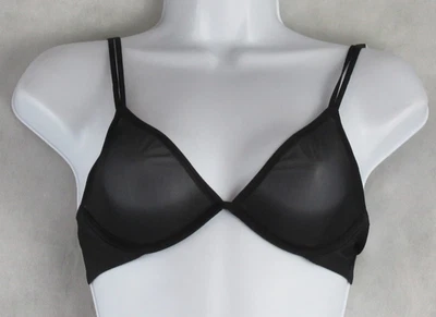 Sujetador sin forro para mujer Calvin Klein Sheer Marquisette, negro, 34DD Foto 1 de 4