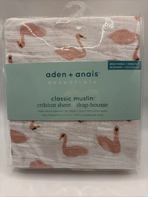 Sábana cuna de algodón muselina aden + anais Essentials Briar rosa cisne Foto 1 de 4