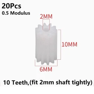 20Pcs 10 Teeth Plastic Spindle Gear Wheel for 2mm Shaft DIY Motor Toy RC Model - Picture 1 of 6