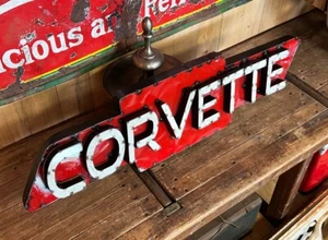 XXL CHEVROLET CHEVY CORVETTE BOWTIE PLACA DE CHAPA PLACA MAN CAVE US DINER EE. UU. GAR - Imagen 1 de 5