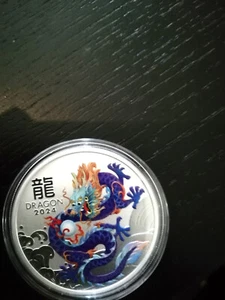 5*1 Oz Silber Lunar 24 Drache farbig in Orig.Kapseln.Perth Mint. 5 Farben. - Imagen 1 de 7