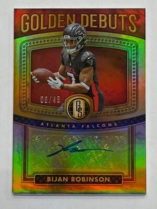 Bijan Robinson Falcons 2023 Panini Gold Standard No.GD-4 06/49 Rookie Auto Card