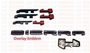 2020-2022 GMC SIERRA AT4 Emblem Kit 4 Piece Gloss Black Red Overlay Emblem - Foto 1 di 6