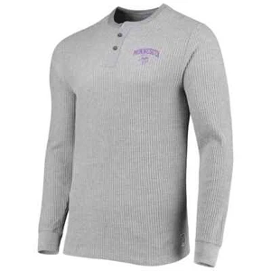 Minnesota Vikings T-Shirt Men's Medium Heathered Gray Thermal Henley L/S - Picture 1 of 11