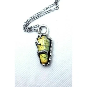 Gothic gelber Labradorit Sarg Kristall Halskette mit Tentakeln Fantasy Schmuck - Bild 1 von 12